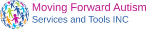 A black background with the words " reading forward " written in pink and blue.