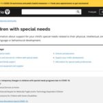 A screenshot of the children with special needs page.